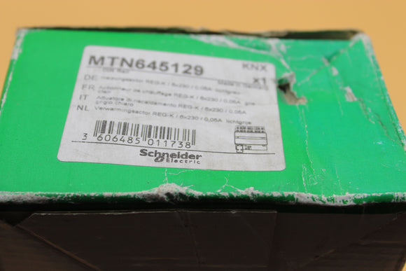 New | Schneider Electric | MTN645129 | SCHNEIDER MTN645129 HEATING ACTUATOR REG-K/6X230/0.05A LIGHT GREY